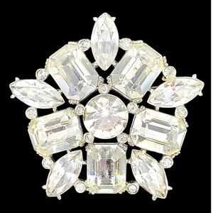 Sparkling‎ ORA Vintage Rhinestone Starburst Brooch Retro Glam Statement Piece